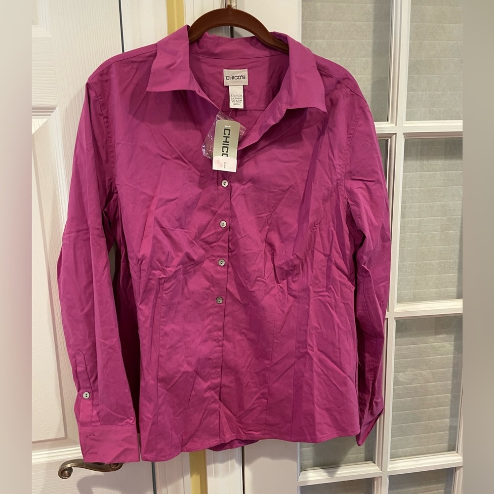 Chicos magenta purple button down
